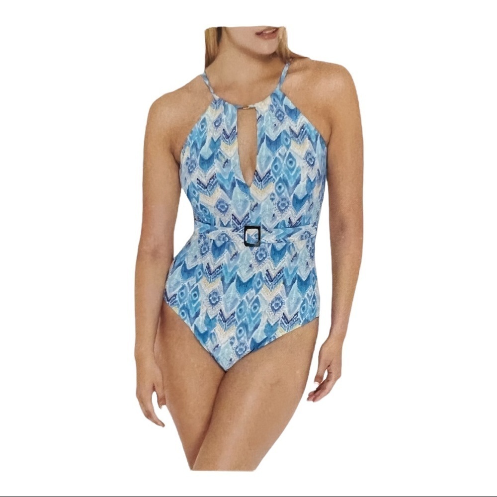 NEW Gottex Swimsuit Swimwear Bathing Suit | Blue and White